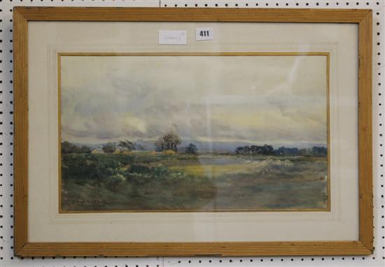 Watercolour, sheep grazing W. Hugh Wright Audby & 2 Walters w/cols of river scenes(-)